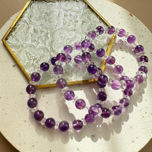 Load image into Gallery viewer, Amethyst with Clear Quartz Spacer Bracelet