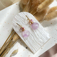 Load image into Gallery viewer, Lavender Amethyst ,Fresh Water Pearl with Pink Tourmaline Earring
