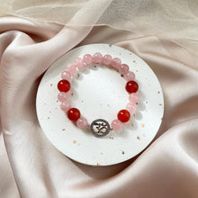 Load image into Gallery viewer, Om Charm , Rose Quartz with Carnelian Bracelet