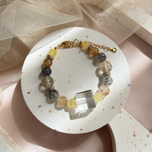 Load image into Gallery viewer, Clear Quartz Cube , Citrine with Rutilated Quartz Bracelet