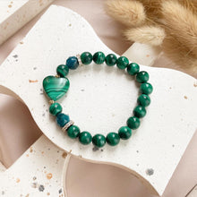 Load image into Gallery viewer, Malachite with Blue Apatite Bracelet
