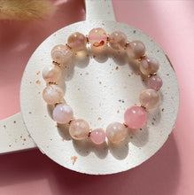 Load image into Gallery viewer, Flower Agate with Madagascar Rose Quartz Bracelet