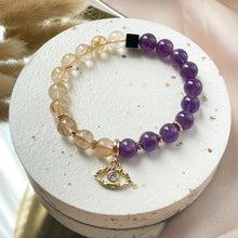 Load image into Gallery viewer, Rutilated Quartz , Amethyst with Black Onyx Bracelet