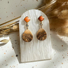 Load image into Gallery viewer, Pink Aventurine with Picture Jasper Earring