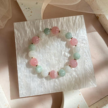 Load image into Gallery viewer, Madagascar Rose Quartz with Burmese Jade Bracelet