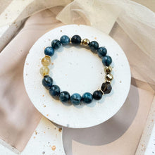 Load image into Gallery viewer, Kyanite , Rutilated Quartz , Shungite , Gold Hematite and Smoky Quartz Bracelet