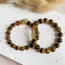 Load image into Gallery viewer, Tiger Eye ,Dragon with Carnelian Bracelet