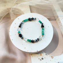 Load image into Gallery viewer, Green Onyx , Terahertz, Rainbow Obsidian with Clear Quartz Bracelet