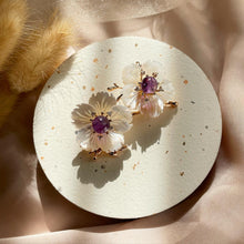 Load image into Gallery viewer, Mother Of Pearl with Amethyst Brooch