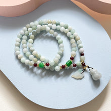 Load image into Gallery viewer, Burmese Jade, Jadeite with Garnet 3 loops Bracelet