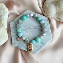 Load image into Gallery viewer, Amazonite , Aquamarine , Howlite with Labradorite Bracelet
