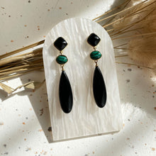 Load image into Gallery viewer, Black Onyx with Malachite Earring