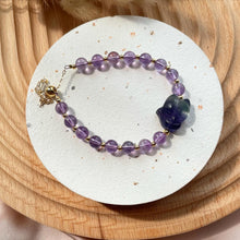 Load image into Gallery viewer, Flourite Fox with Amethyst Bracelet
