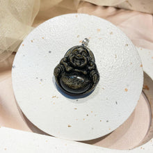 Load image into Gallery viewer, 92.5 Silver Golden Sheen Obsidian Happy Buddha Pendant