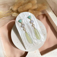 Load image into Gallery viewer, Amazonite, Blue Lace Agate, Mother Of Pearl with Prehnite Earring