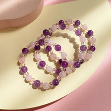 Load image into Gallery viewer, Amethyst , Rose Quartz with Clear Quartz Bracelet