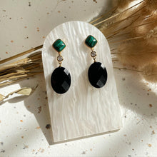 Load image into Gallery viewer, Black Onyx with Malachite Earring