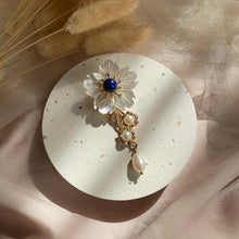 Load image into Gallery viewer, Mother Of Pearl with Lapis Lazuli Brooch / Pendant