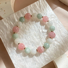Load image into Gallery viewer, Madagascar Rose Quartz with Burmese Jade Bracelet
