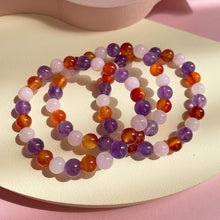 Load image into Gallery viewer, Carnelian , Rose Quartz with Amethyst Bracelet
