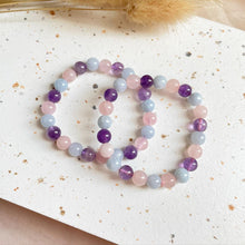 Load image into Gallery viewer, Amethyst , Rose Quartz & Aquamarine Bracelet