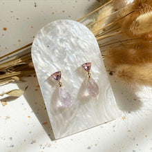 Load image into Gallery viewer, Lavender Amethyst with Pink Cubic Zirconia Earring