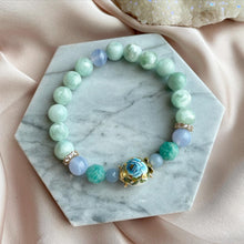 Load image into Gallery viewer, Blue Lace Agate , Angelite , Amazonite with Green Angel Larimar Bracelet