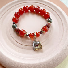 Load image into Gallery viewer, Koi Fish Charm Carnelian, Garnet , Red Jasper with Pyrite Bracelet