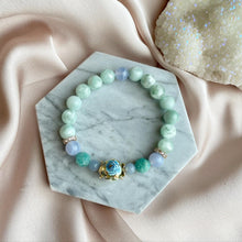 Load image into Gallery viewer, Blue Lace Agate , Angelite , Amazonite with Green Angel Larimar Bracelet