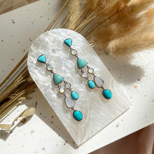 Load image into Gallery viewer, Turquoise, Amazonite, Blue Lace Agate with Mother Of Pearl Earring