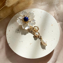 Load image into Gallery viewer, Mother Of Pearl with Lapis Lazuli Brooch / Pendant