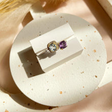 Load image into Gallery viewer, Blue topaz with Amethyst Ring