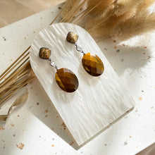 Load image into Gallery viewer, Tiger Eye with Picture Jasper Earring