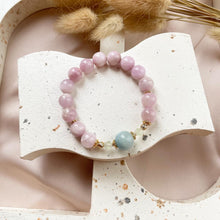 Load image into Gallery viewer, Kunzite, Prehnite with Aquamarine Bracelet