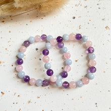 Load image into Gallery viewer, Amethyst , Rose Quartz & Aquamarine Bracelet