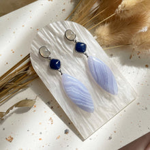 Load image into Gallery viewer, Moonstone, Sodalite , Blue Lace Agate Earring