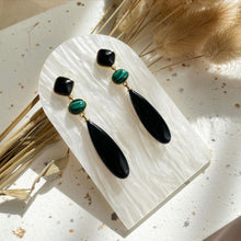 Load image into Gallery viewer, Black Onyx with Malachite Earring