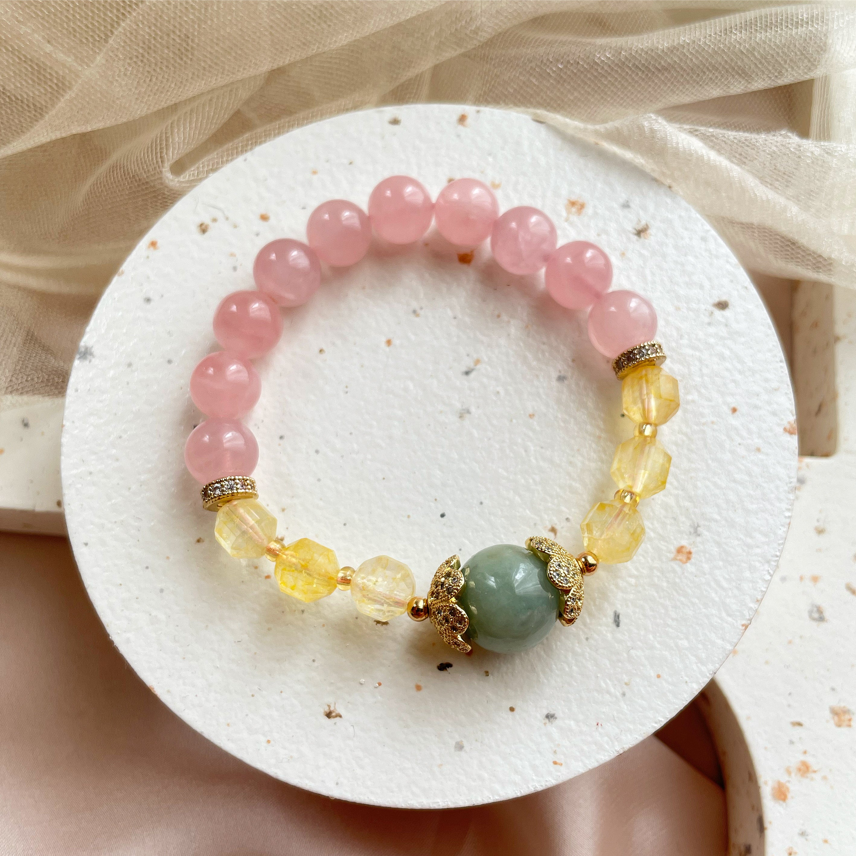 Jade Citrine with Rose Quartz Bracelet – GEMNI