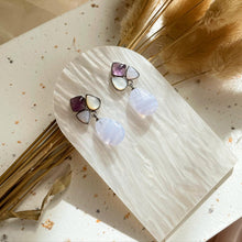 Load image into Gallery viewer, Blue Lace Agate , Amethyst with Mother Of Pearl Earring