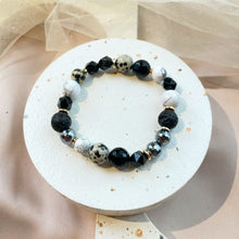 Load image into Gallery viewer, Dalmatian Jasper , Terahertz, Lava Stone , Black Onyx with Rainbow Obsidian Bracelet