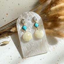 Load image into Gallery viewer, Mother Of Pearl, Turquoise with Labradorite Earring