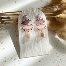 Load image into Gallery viewer, Fresh Water Pearls , Blue Lace Agate, Rose Quartz with Amethyst Earring