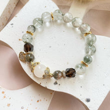 Load image into Gallery viewer, Green Phantom , Smoky Quartz with White Jade Bracelet