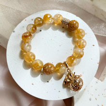 Load image into Gallery viewer, Prosperity Money Bag Charm - Citrine with Gold Foil Bead