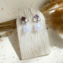 Load image into Gallery viewer, Blue Lace Agate , Amethyst with Mother Of Pearl Earring