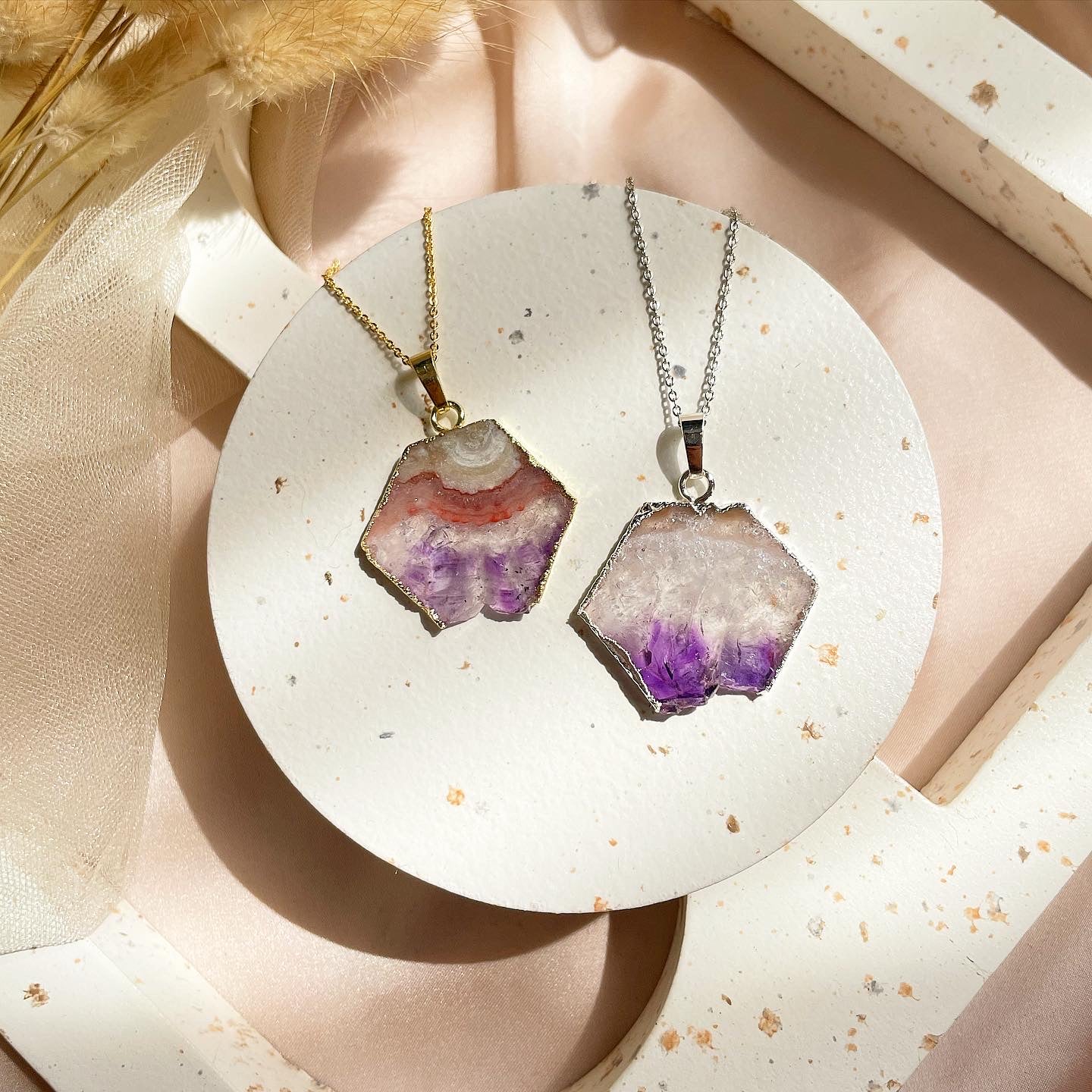 Amethyst on sale slice necklace