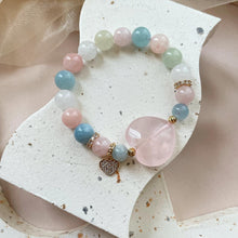 Load image into Gallery viewer, Rose Quartz Heart with Morganite Bracelet