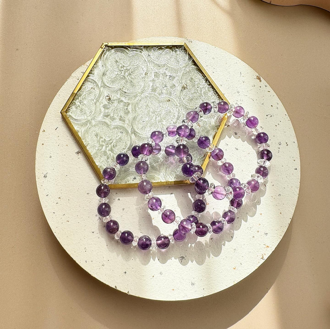 Amethyst with Clear Quartz Spacer Bracelet