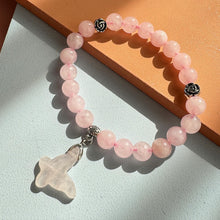 Load image into Gallery viewer, Rose Quartz Bracelet with Butterfly Charm
