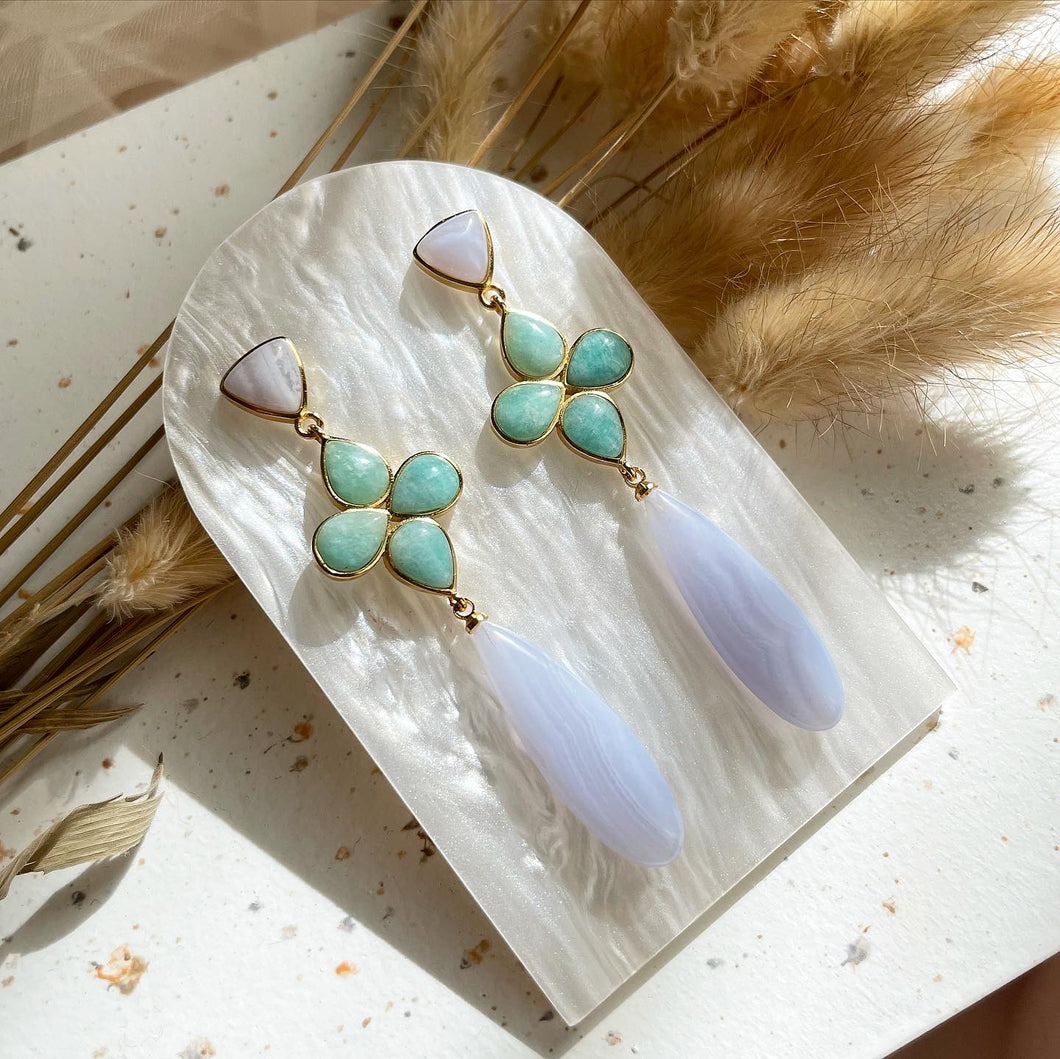Amazonite with Blue Lace Agate Earring